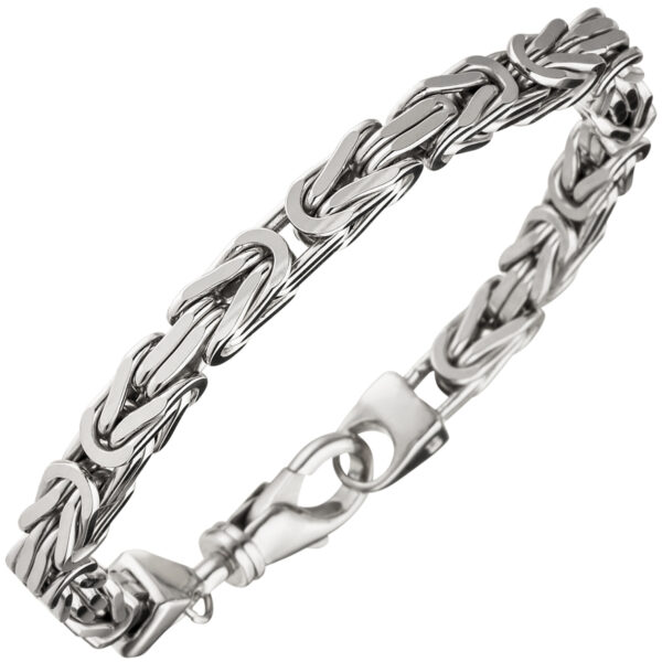 Königsarmband 925 Sterling Silber 23 cm Armband Silberarmband Karabiner 7 mm Breit – Bild 2