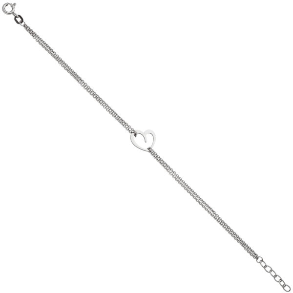 Armband Herz 925 Sterling Silber 19 cm Silberarmband Herzarmband – Bild 2