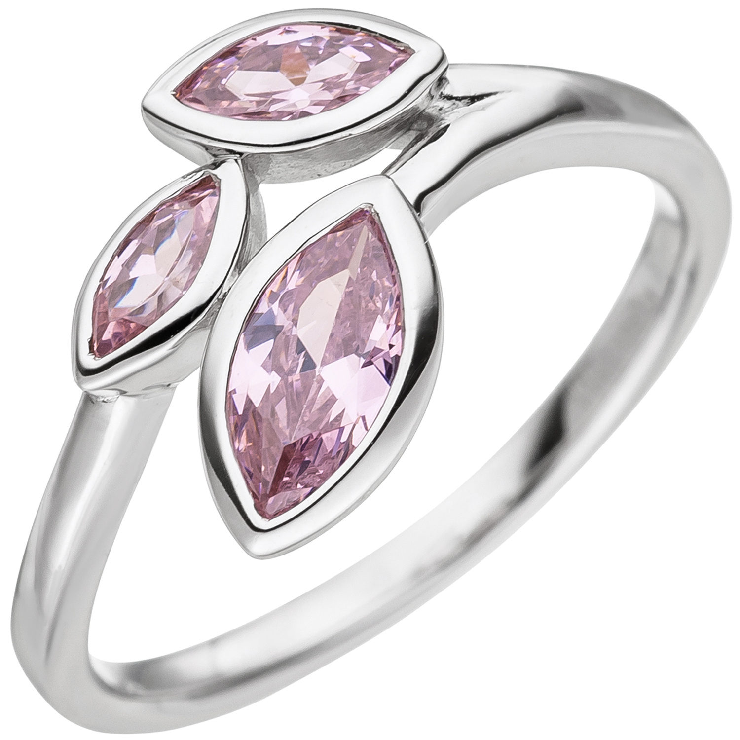 Ring aus Silber 925 Silberring Ring mit Zirkonia Fingerring Pink Ring rosa Schmuck rosa Stein Gr\u00f6\u00dfe 17,5 Ringe Silberringe 
