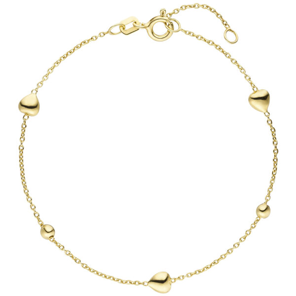 Armband Herz Kugel 925 Sterling Silber gold vergoldet 19 cm
