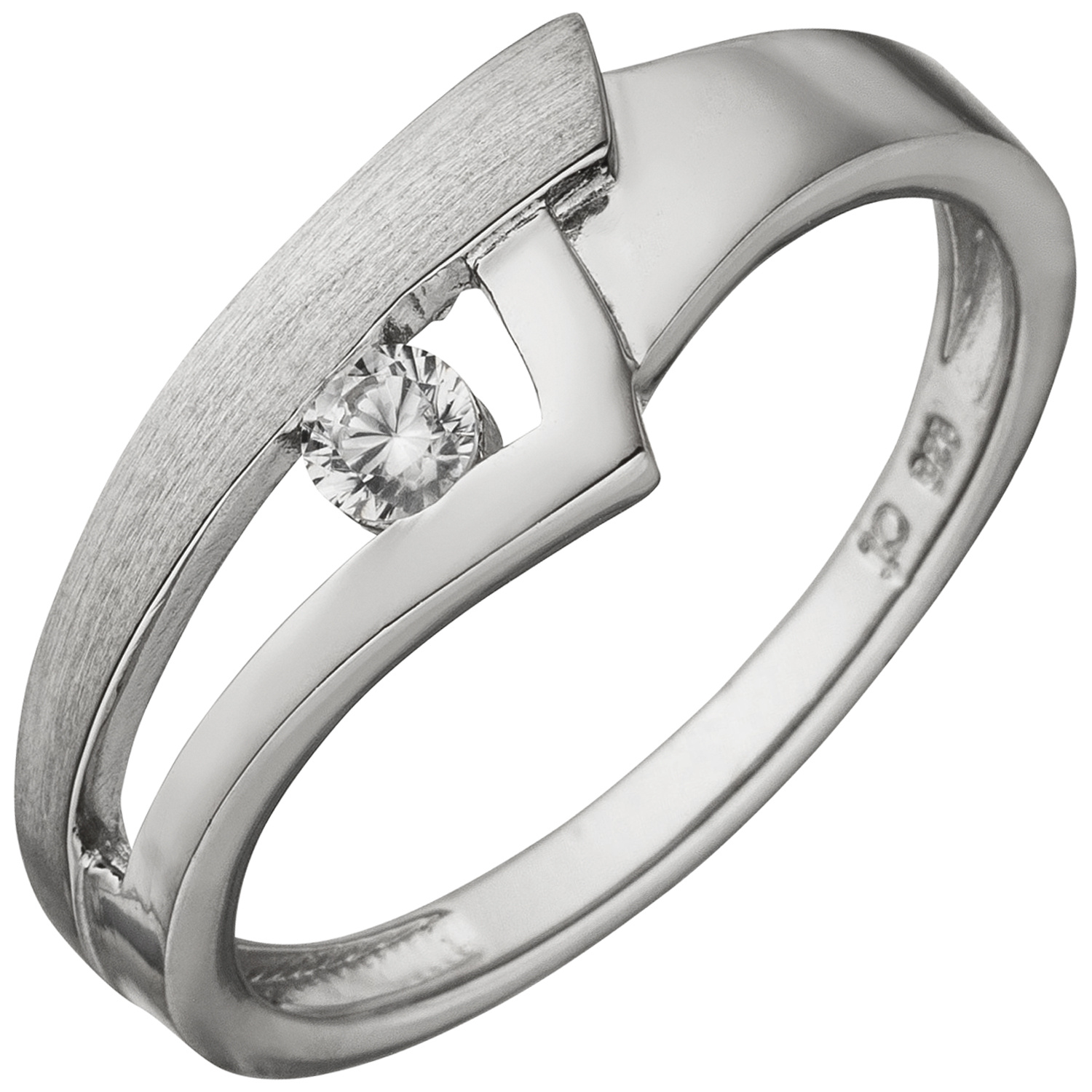 Ring breit 925 Echt Silber anlaufgeschützt 1 Zirkonia Silberring Damen 