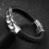 Titan Edelstahl Männer Leder Armband Punk Biker Panzerarmband Herren 20 cm – Bild 5