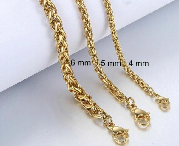 Zopfarmband Edelstahl Massiv Gelbgold vergoldet 4 - 6 mm Herren Armband Geschenk – Bild 3