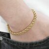 Zopfarmband Edelstahl Massiv Gelbgold vergoldet 4 - 6 mm Herren Armband Geschenk – Bild 4