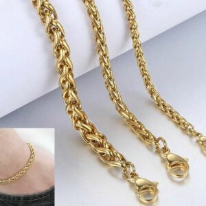 Zopfarmband Edelstahl Massiv Gelbgold vergoldet 4 - 6 mm Herren Armband Geschenk