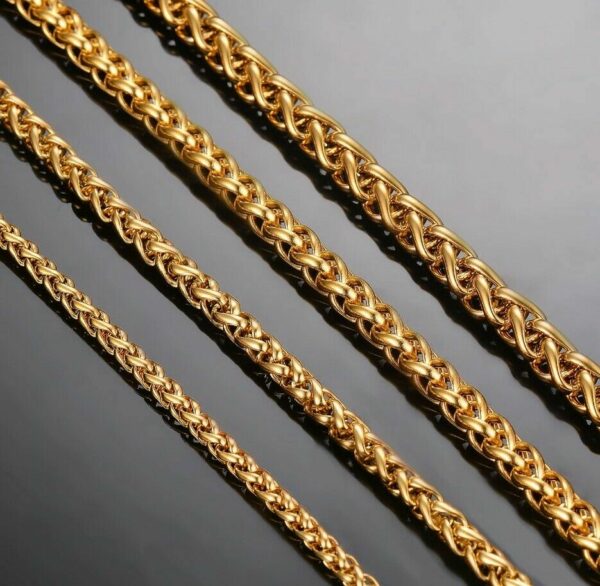 Zopfarmband Edelstahl Massiv Gelbgold vergoldet 4 - 6 mm Herren Armband Geschenk – Bild 5