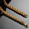 Zopfarmband Edelstahl Massiv Gelbgold vergoldet 4 - 6 mm Herren Armband Geschenk – Bild 6