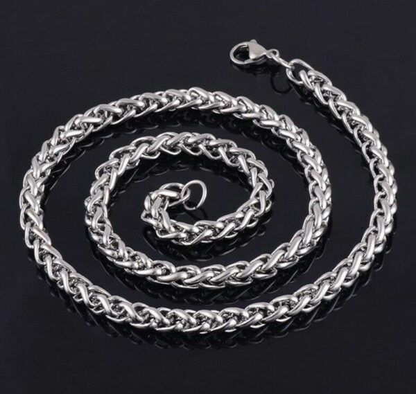 Zopfkette Edelstahl Massiv 4 mm Herren Damen Kette Geschenk 50 - 70 cm Halskette – Bild 3