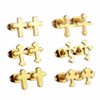 2 Kreuz Ohrstecker Edelstahl Gelbgold Schwarz Silber Ohrringe Damen Herren – Bild 6