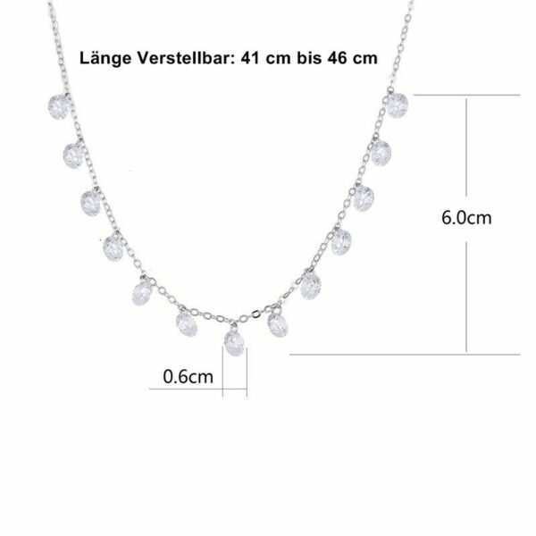925 Silber Damen-Kette Halskette Collier 13 Zirkonia Kristalle Geschenke Frauen – Bild 3