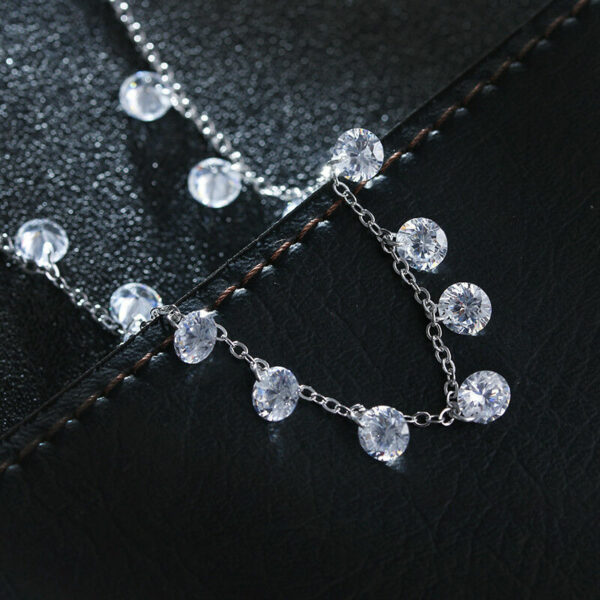 925 Silber Damen-Kette Halskette Collier 13 Zirkonia Kristalle Geschenke Frauen – Bild 5