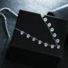 925 Silber Damen-Kette Halskette Collier 13 Zirkonia Kristalle Geschenke Frauen – Bild 7