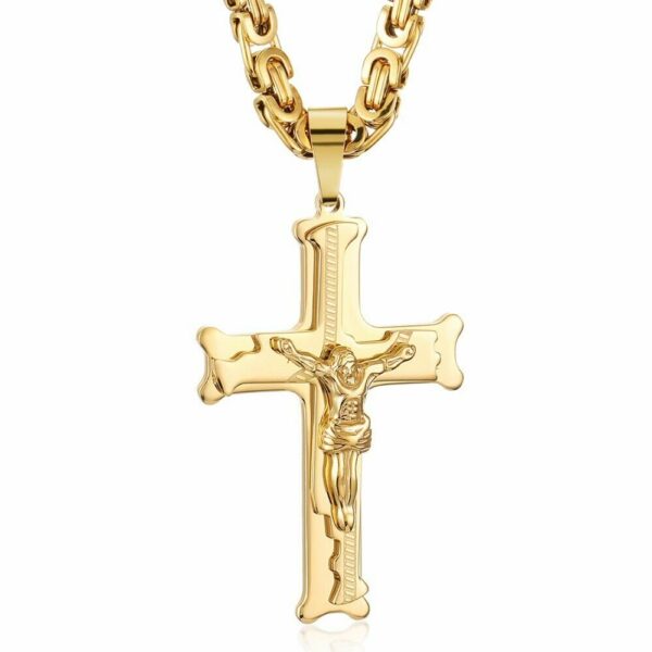 Deluxe Kreuz-Kette Jesus Anhänger Königskette Massiv Edelstahl Halskette Herren – Bild 10