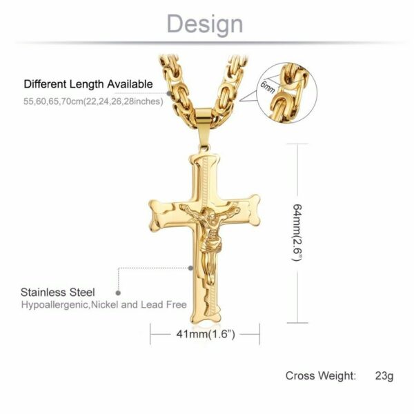 Deluxe Kreuz-Kette Jesus Anhänger Königskette Massiv Edelstahl Halskette Herren – Bild 11