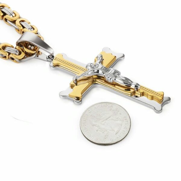 Deluxe Kreuz-Kette Jesus Anhänger Königskette Massiv Edelstahl Halskette Herren – Bild 12