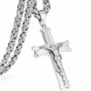 Deluxe Kreuz-Kette Jesus Anhänger Königskette Massiv Edelstahl Halskette Herren – Bild 5