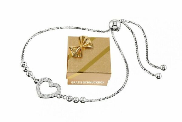 ❤️ Edel Herz Damen-Armband Echt 925 Sterling Silber Kugeln Geschenk für Frauen