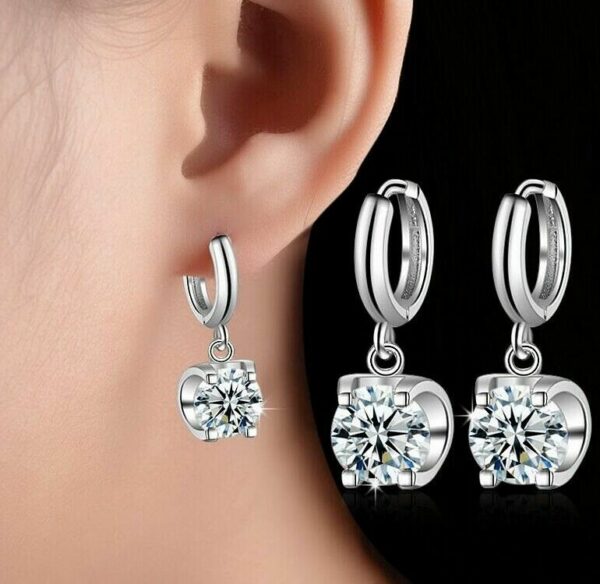 Edle Ohrringe Ohrstecker Ohrhänger Clip 925 Silber Zirkonia Valentins-Geschenke – Bild 11