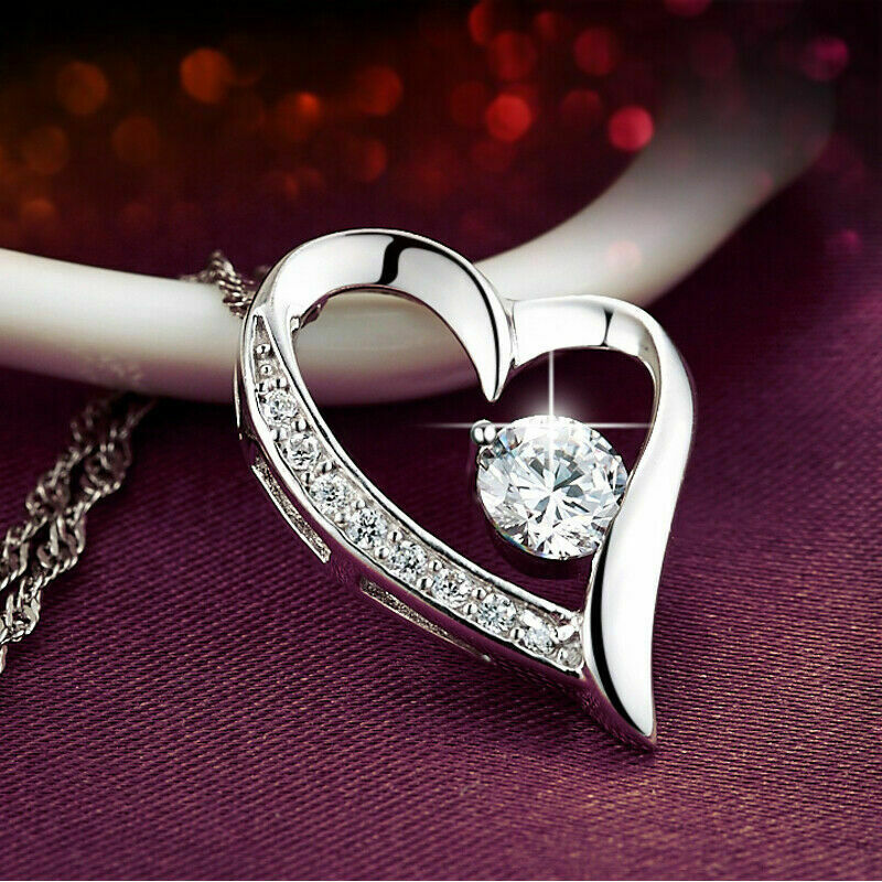 ❤️ Herz-Kette Anhänger Halskette 925 Damen Valentinsgeschenke – Silber Zirkonia