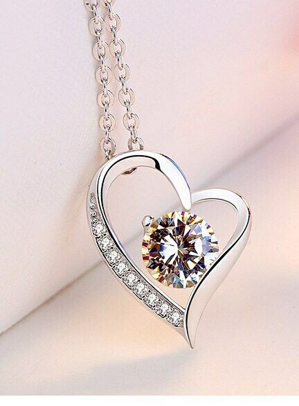Halskette Herz-Kette Anhänger Zirkonia – Damen Valentinsgeschenke 925 ❤️ Silber