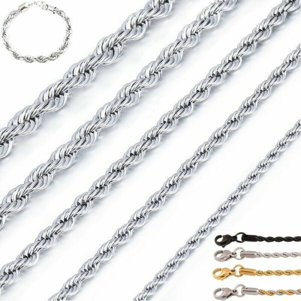 Kordelkette Armband Edelstahl Silber Gold Schwarz für Anhänger Halskette Unisex
