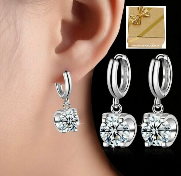 Edle Ohrringe Ohrstecker Ohrhänger Clip 925 Silber Zirkonia Valentins-Geschenke – Bild 19