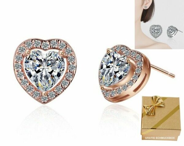 Edle Ohrringe Ohrstecker Ohrhänger Clip 925 Silber Zirkonia Valentins-Geschenke – Bild 15