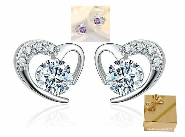 Edle Ohrringe Ohrstecker Ohrhänger Clip 925 Silber Zirkonia Valentins-Geschenke – Bild 20
