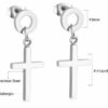 2 Kreuz Ohrhänger Ohrstecker aus Edelstahl Gelbgold Schwarz Silber Ohrringe – Bild 3