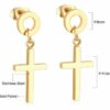 2 Kreuz Ohrhänger Ohrstecker aus Edelstahl Gelbgold Schwarz Silber Ohrringe – Bild 6