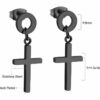 2 Kreuz Ohrhänger Ohrstecker aus Edelstahl Gelbgold Schwarz Silber Ohrringe – Bild 9