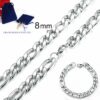 Figarokette + Figaroarmband SET Edelstahl Massiv Halskette Armband Herrenschmuck