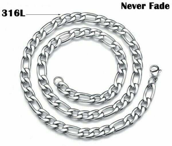 Figarokette + Figaroarmband SET Edelstahl Massiv Halskette Armband Herrenschmuck – Bild 3