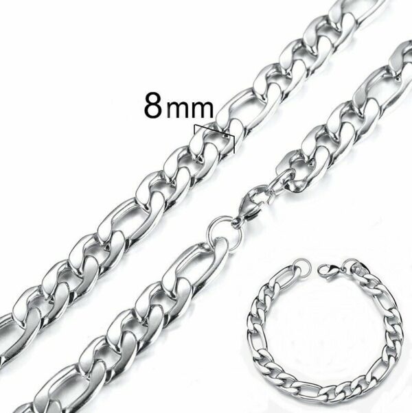 Figarokette + Figaroarmband SET Edelstahl Massiv Halskette Armband Herrenschmuck – Bild 7