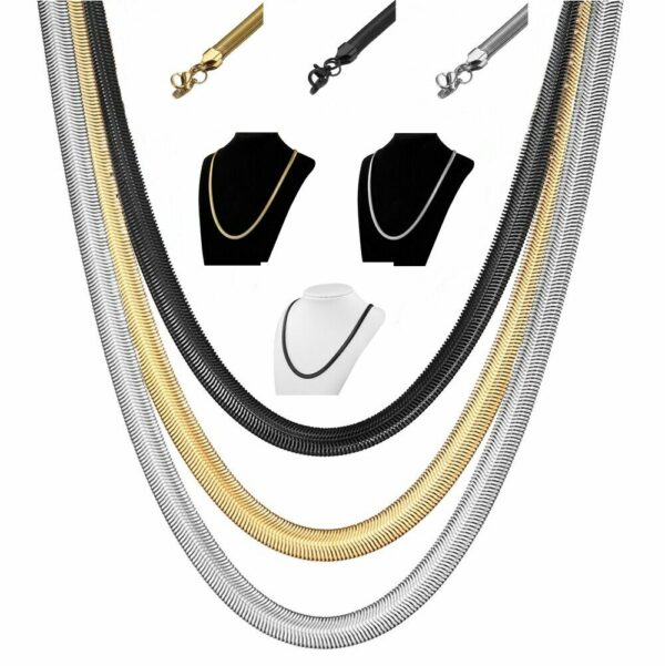 Edle Schlangenkette Armband Edelstahl 4 - 8 mm Breit 20 -75 cm Halskette Collier