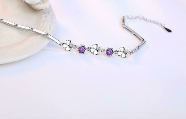 Kleeblatt Armband Echt 925 Silber Zirkonia Arm-Schmuck Glück Geschenk Samtbeutel – Bild 11