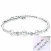 Kleeblatt Armband Echt 925 Silber Zirkonia Arm-Schmuck Glück Geschenk Samtbeutel