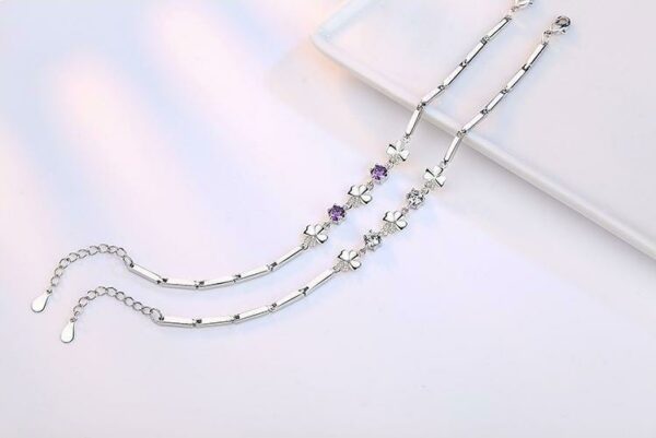 Kleeblatt Armband Echt 925 Silber Zirkonia Arm-Schmuck Glück Geschenk Samtbeutel – Bild 10