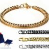 Luxus Doppel Panzerarmband Edelstahl Massiv Silber Gold Schwarz Herren Armband
