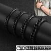 Luxus Doppel Panzerarmband Edelstahl Massiv Silber Gold Schwarz Herren Armband – Bild 3