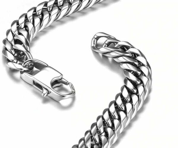 Luxus Doppel Panzerarmband Edelstahl Massiv Silber Gold Schwarz Herren Armband – Bild 4