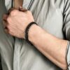 Luxus Doppel Panzerarmband Edelstahl Massiv Silber Gold Schwarz Herren Armband – Bild 6