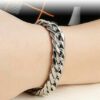 Luxus Doppel Panzerarmband Edelstahl Massiv Silber Gold Schwarz Herren Armband – Bild 7