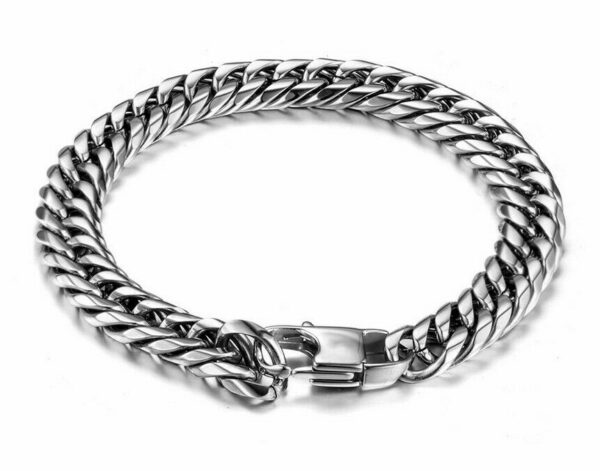 Luxus Doppel Panzerarmband Edelstahl Massiv Silber Gold Schwarz Herren Armband – Bild 8