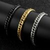 Luxus Doppel Panzerarmband Edelstahl Massiv Silber Gold Schwarz Herren Armband – Bild 9
