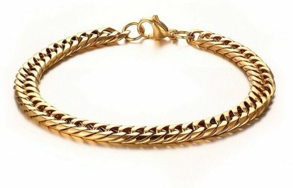 Luxus Doppel Panzerarmband Edelstahl Massiv Silber Gold Schwarz Herren Armband – Bild 10