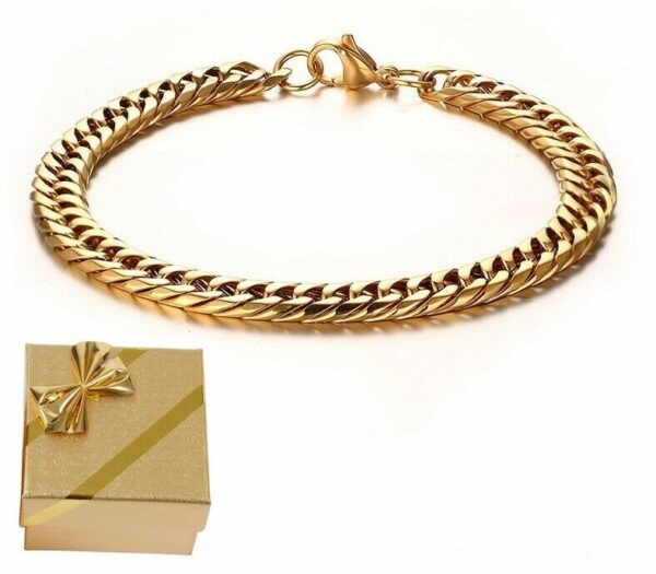 Luxus Doppel Panzerarmband Edelstahl Massiv Silber Gold Schwarz Herren Armband – Bild 15