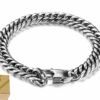 Luxus Doppel Panzerarmband Edelstahl Massiv Silber Gold Schwarz Herren Armband – Bild 13