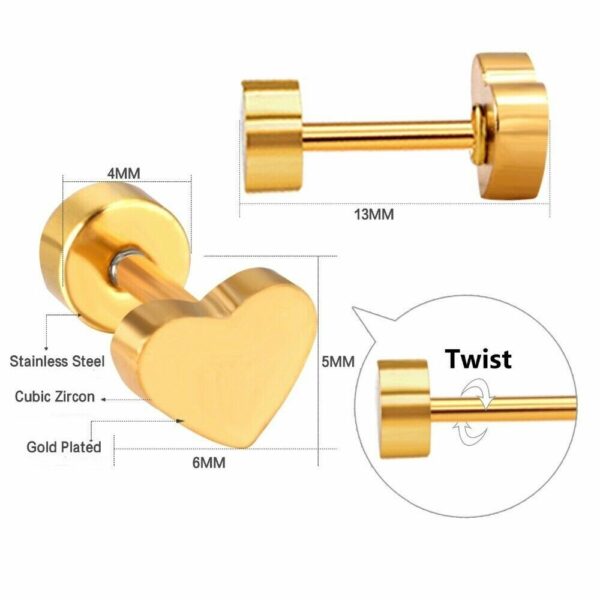 2 Herz Ohrstecker Edelstahl Rosegold Gelbgold Schwarz Silber Ohrringe Damen – Bild 3