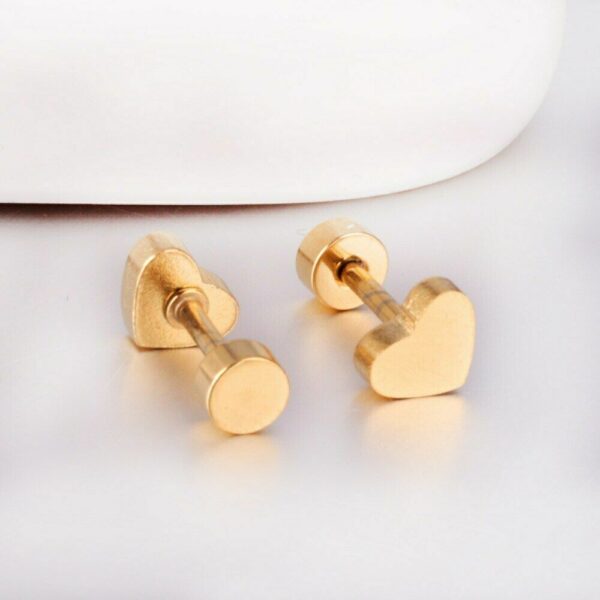 2 Herz Ohrstecker Edelstahl Rosegold Gelbgold Schwarz Silber Ohrringe Damen – Bild 5